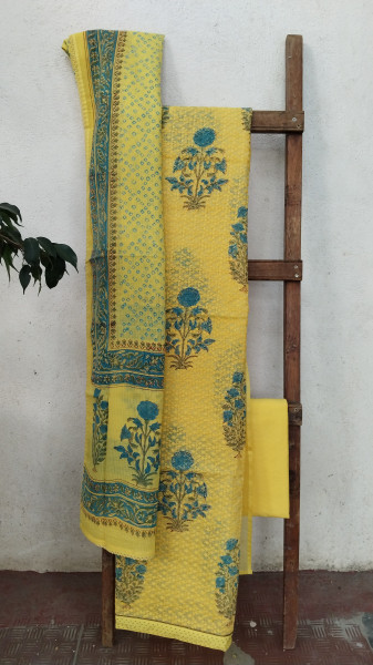 Hand-Block Printed Kota Doria Suit Set