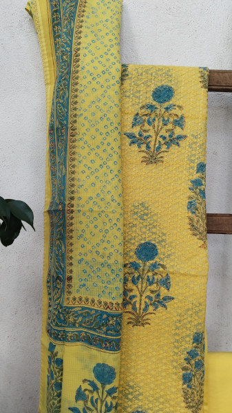 Hand-Block Printed Kota Doria Suit Set