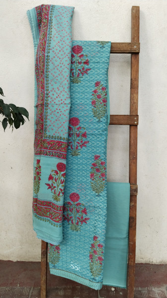 Hand-Block Printed Kota Doria Suit Set