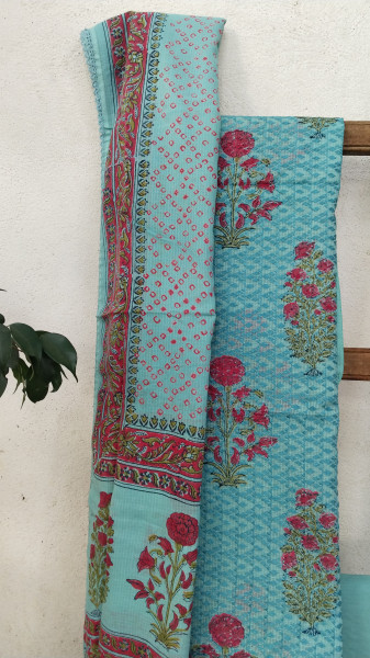 Hand-Block Printed Kota Doria Suit Set