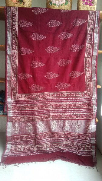 Cotton & Linen Block Print Saree