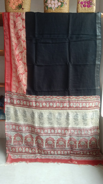 Cotton & Linen Block Print Saree