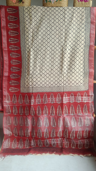 Cotton & Linen Block Print Saree