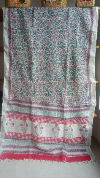 Cotton & Linen Block Print Saree