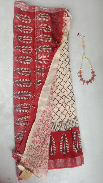 Cotton & Linen Block Print Saree