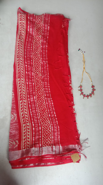 Cotton & Linen Block Print Saree