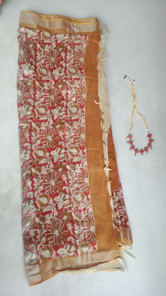 Cotton & Linen Block Print Saree