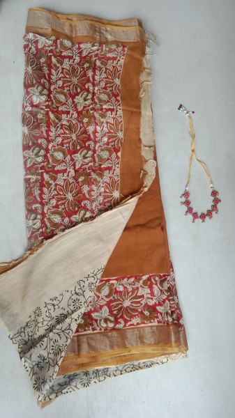Cotton & Linen Block Print Saree