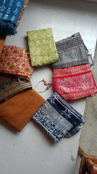 Cotton & Linen Block Print Saree