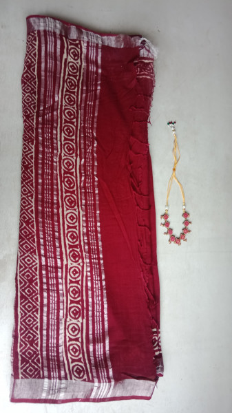 Cotton & Linen Block Print Saree