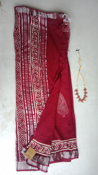 Cotton & Linen Block Print Saree