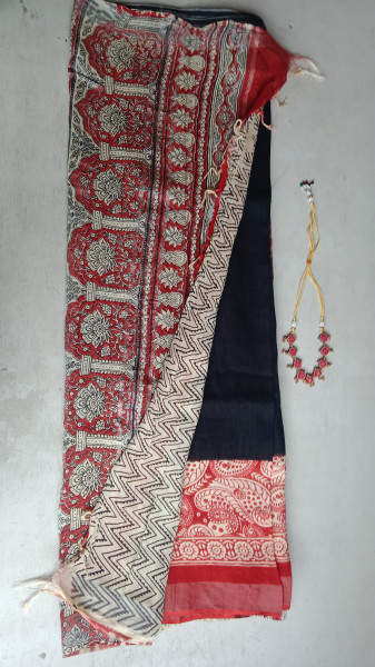 Cotton & Linen Block Print Saree