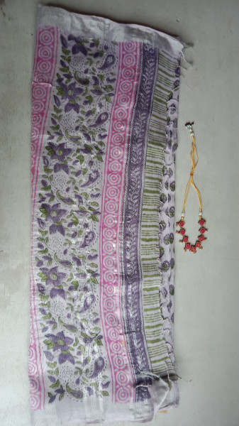 Cotton & Linen Block Print Saree