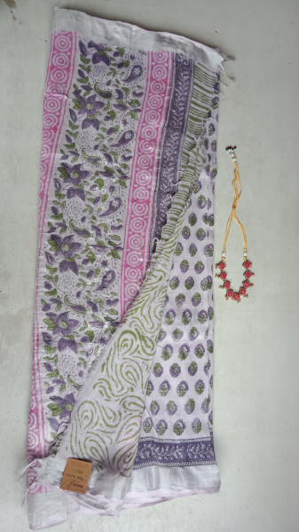 Cotton & Linen Block Print Saree
