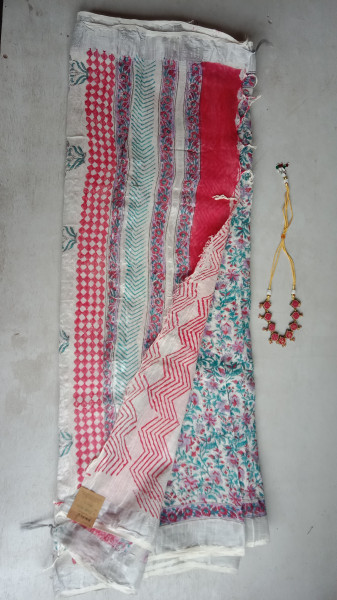 Cotton & Linen Block Print Saree