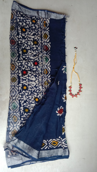 Cotton & Linen Block Print Saree