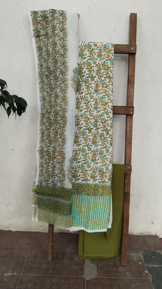 Image of Hakoba Block-Printed Cotton Suit Material