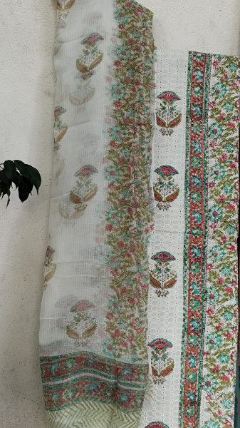 Hakoba Block-Printed Cotton Suit Material