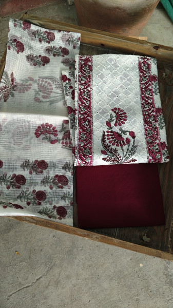 Hakoba Block-Printed Cotton Suit Material