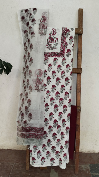 Hakoba Block-Printed Cotton Suit Material