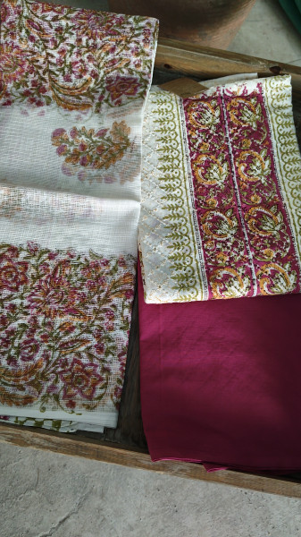 Hakoba Block-Printed Cotton Suit Material