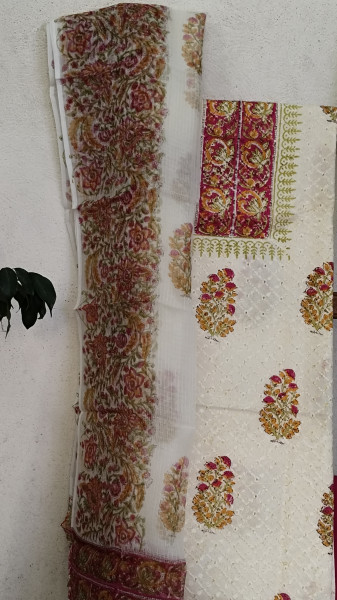 Hakoba Block-Printed Cotton Suit Material