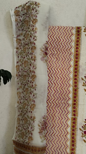 Hakoba Block-Printed Cotton Suit Material