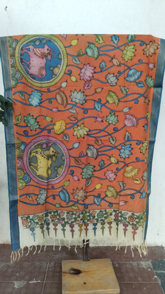Hand Painted Kalamkari Dupatta