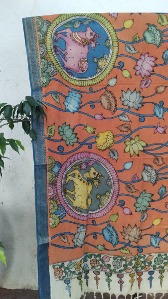 Hand Painted Kalamkari Dupatta