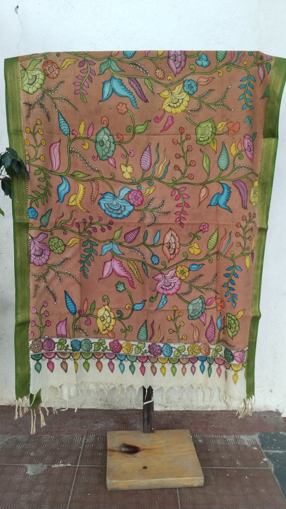 Image of Hand Painted Kalamkari Dupatta