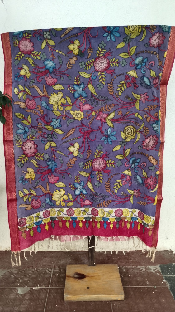 Image of Hand Painted Kalamkari Dupatta