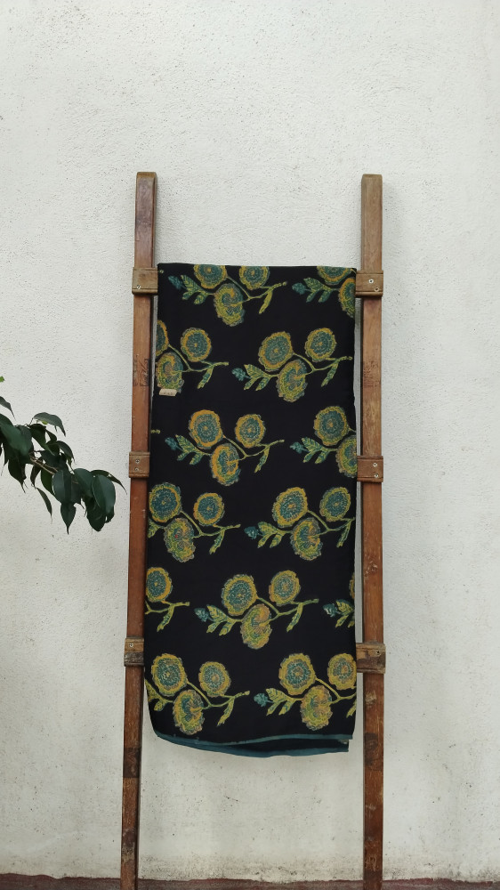 Image of Modal Silk Handblock Fabric