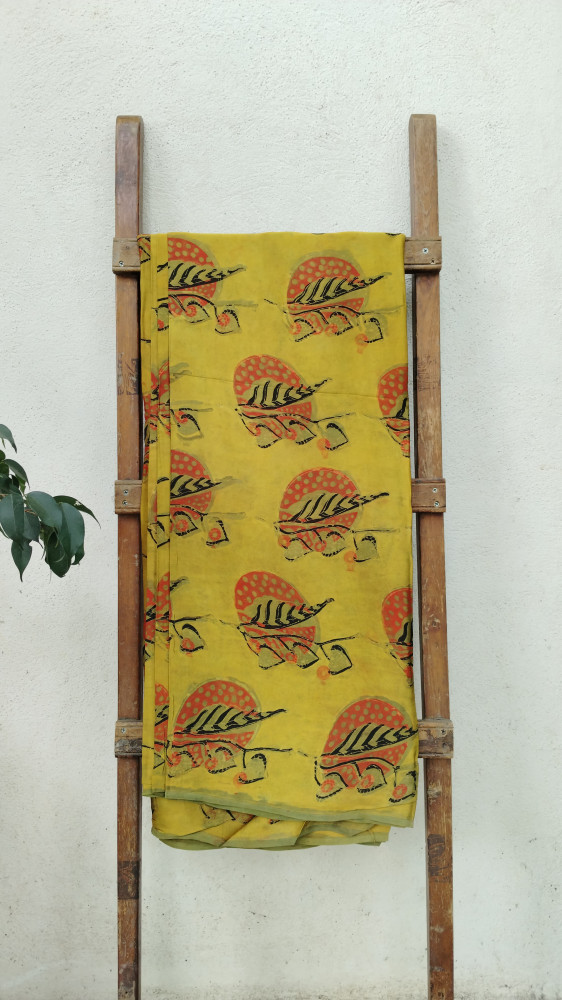 Image of Modal Silk  Handblock Fabric