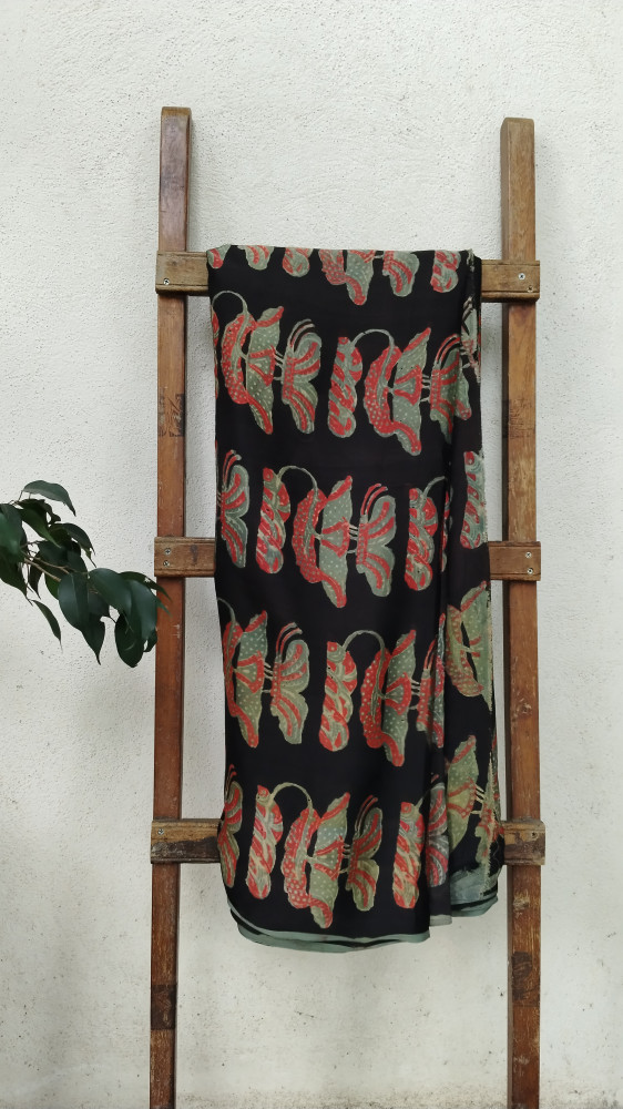 Image of Modal Silk  Handblock Fabric