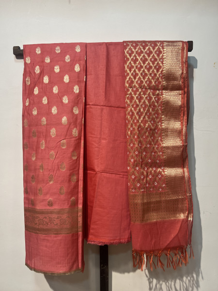Chanderi Silk Banarasi unstitched Dress Material