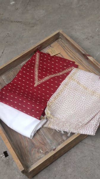 Silk cotton unstitched dress material