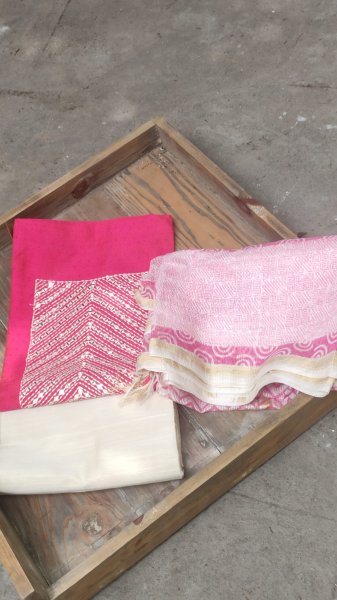 Silk cotton unstitched dress material