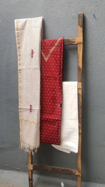 Silk cotton unstitched dress material