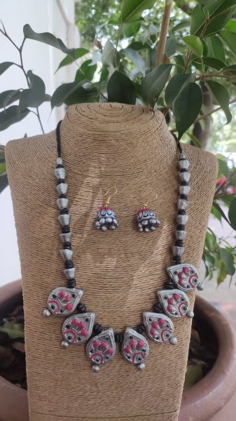 Terracotta hand made jewellery necklace set