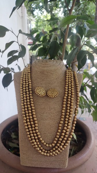 Terracotta hand made jewellery necklace set