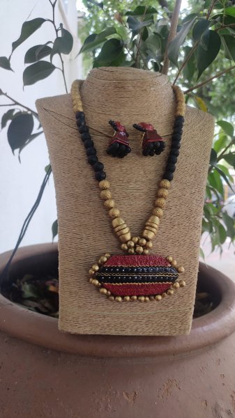 Terracotta hand made jewellery necklace set