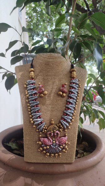 Terracotta hand made jewellery necklace set