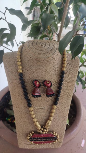Terracotta hand made jewellery necklace set
