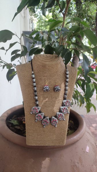 Terracotta hand made jewellery necklace set