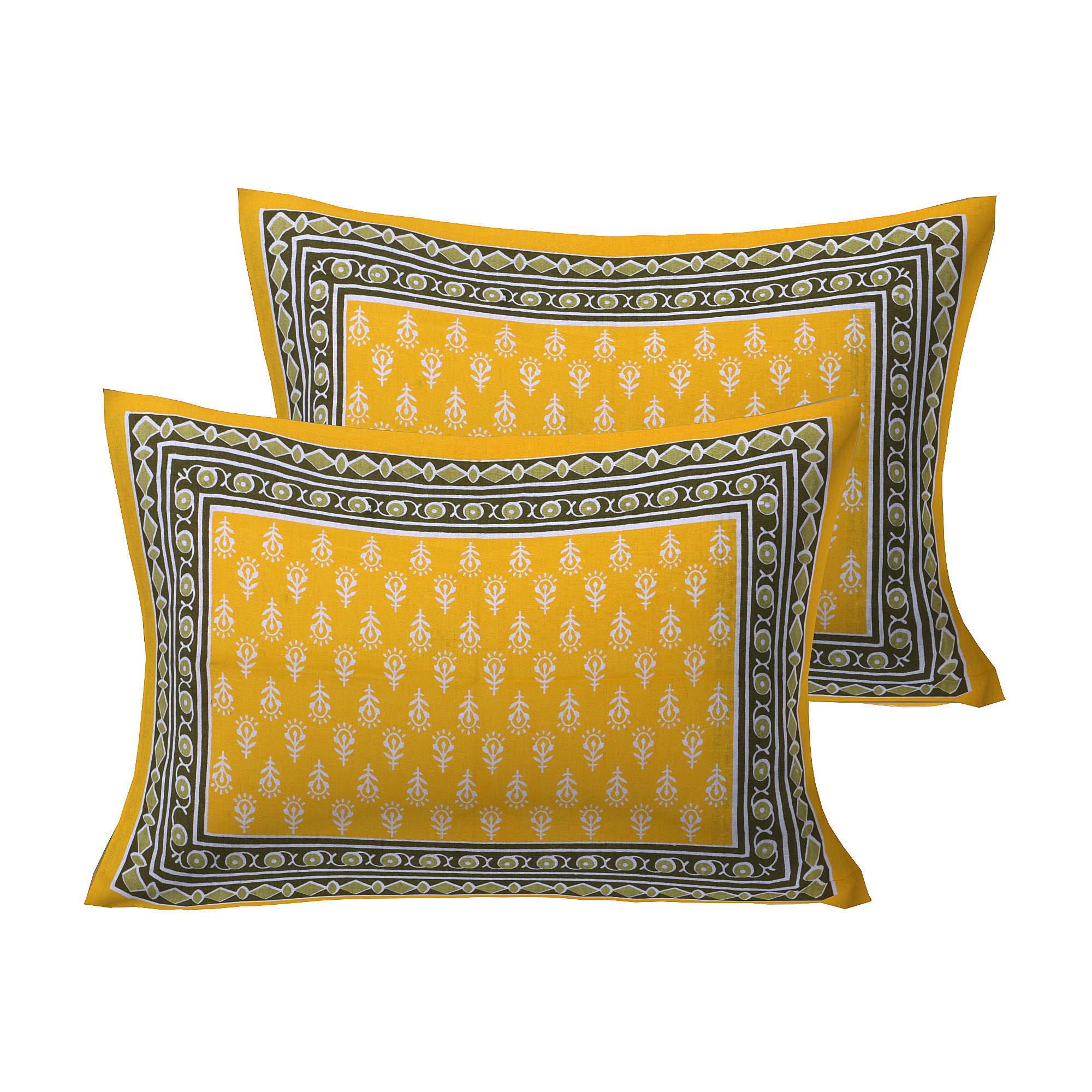 2 yellow Pillow cover wih white flowers