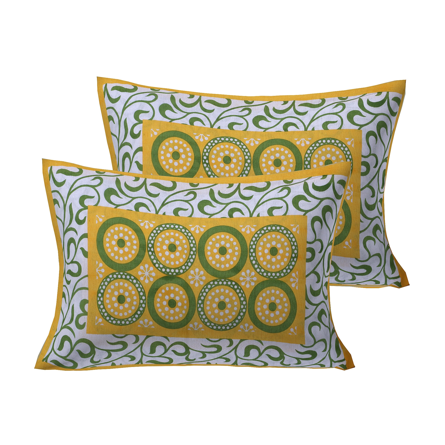 motif yellow green 2 pillow covers