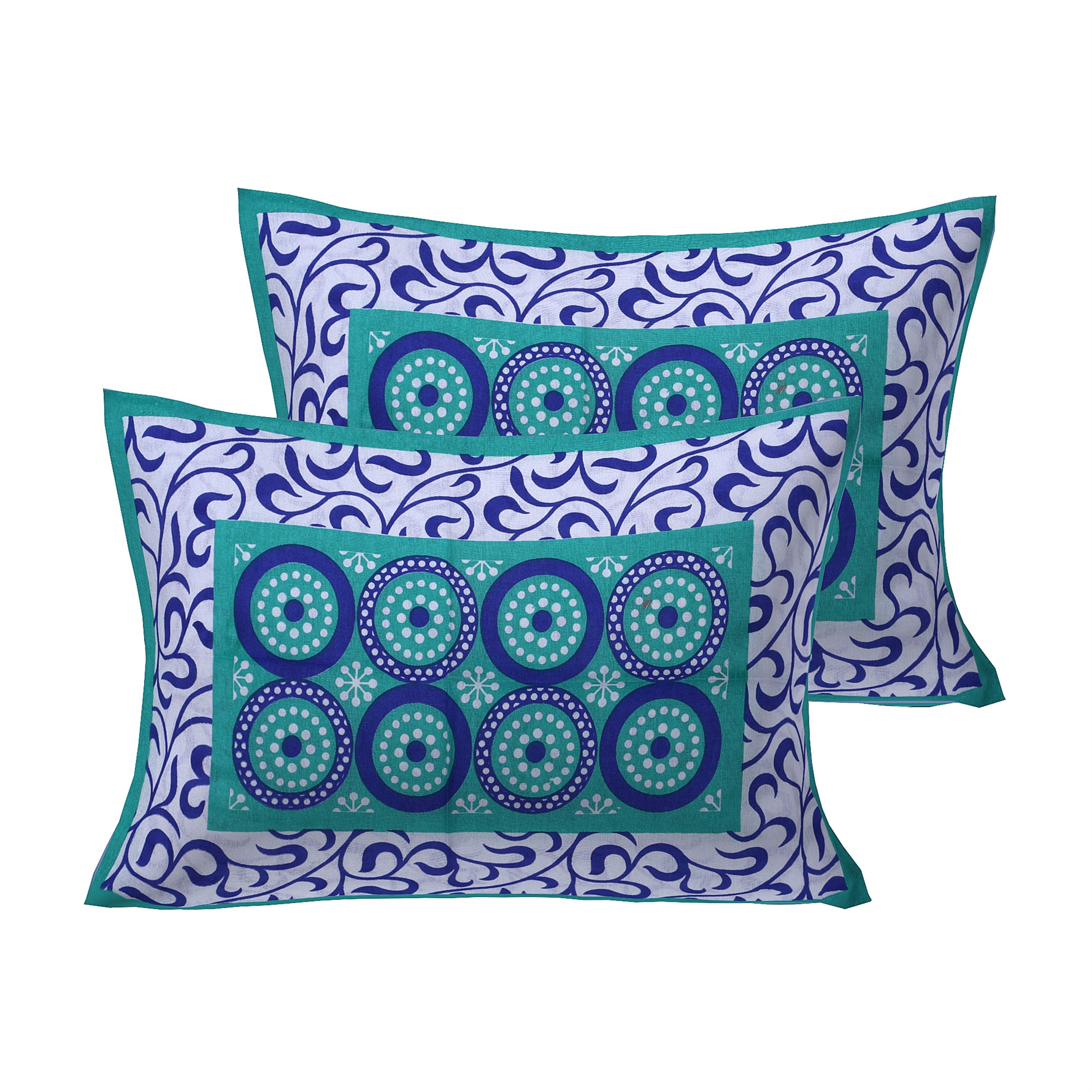 green blue swril block print pillow covers