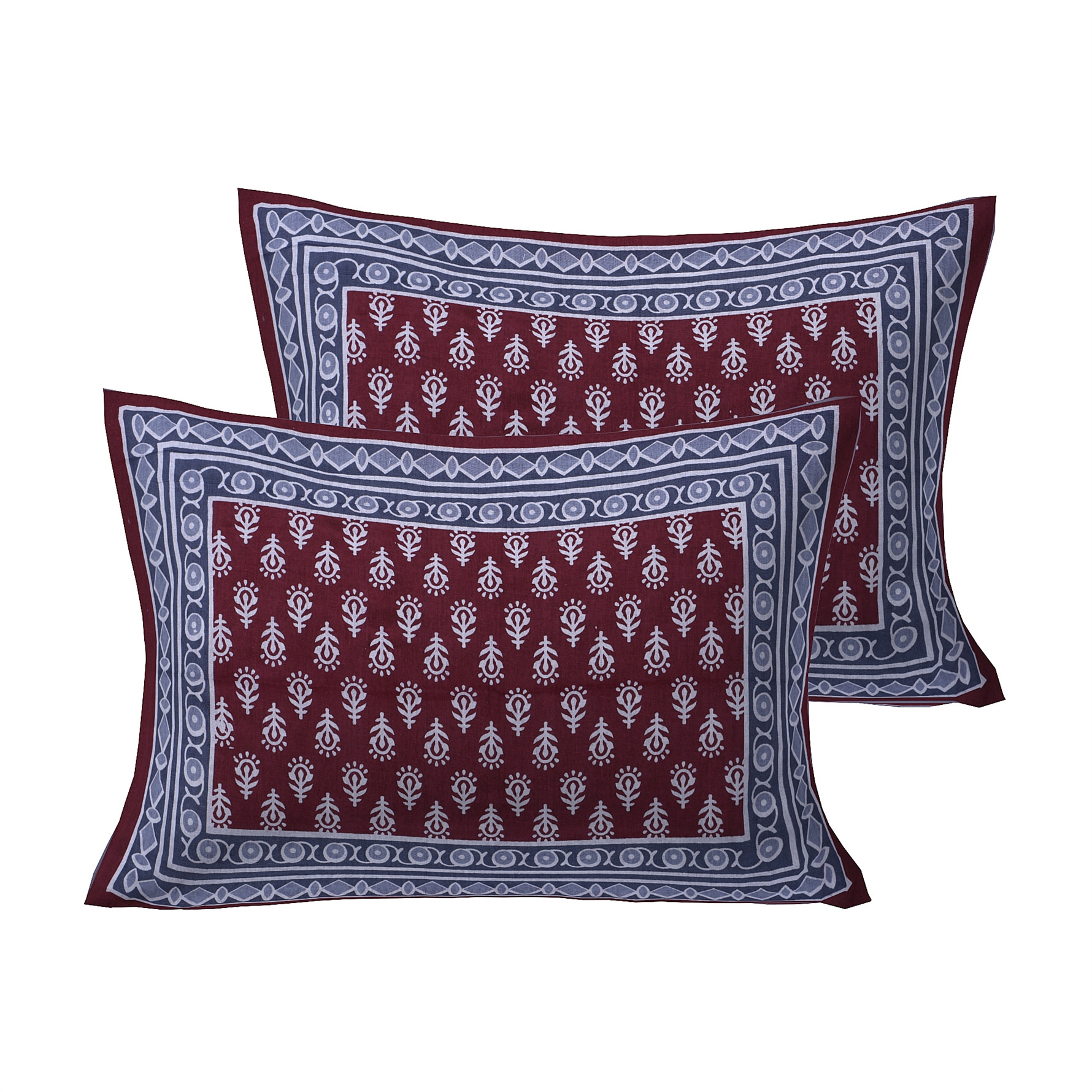 maroon blue 2 pillow covers