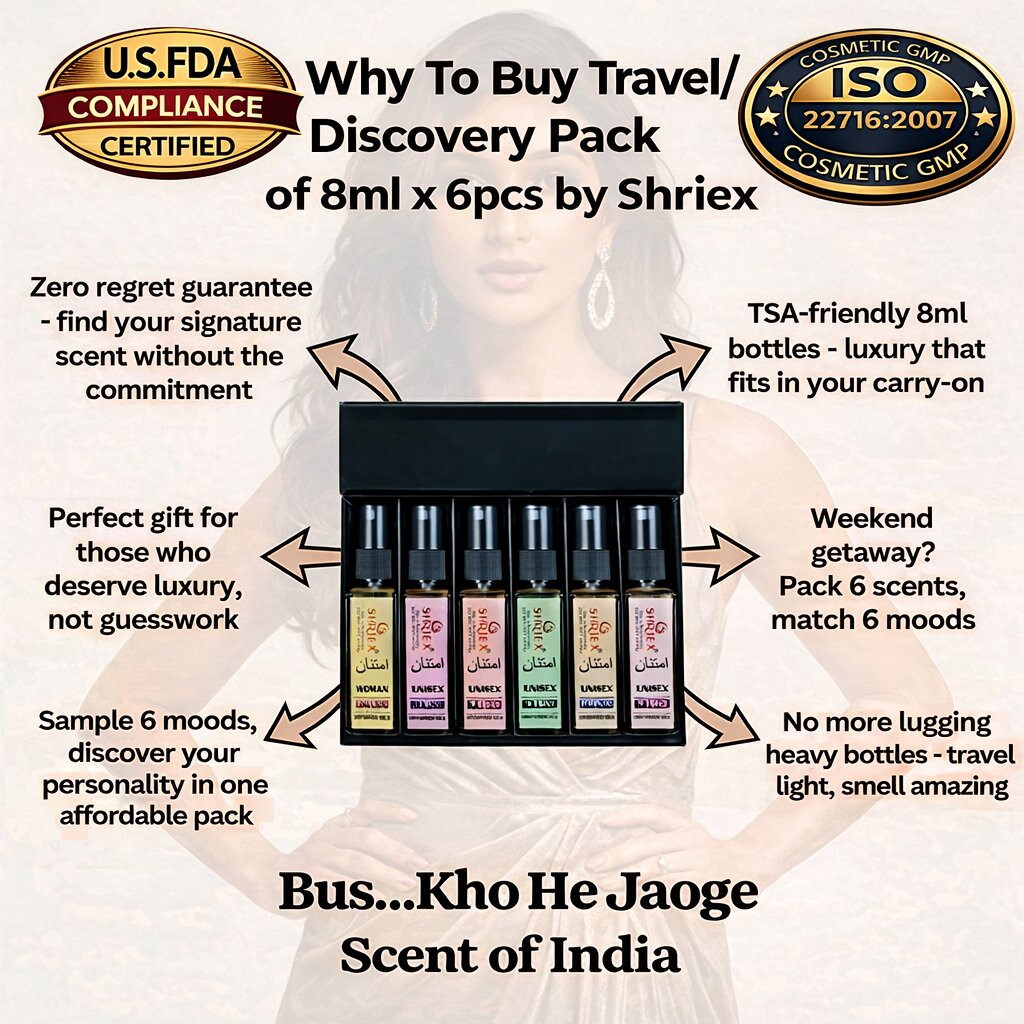 Shriex Luxury 6x8ml Trial Pack Angle Dust Floral Blanco women 4 unisex samples travel atomizers long-lasting imported oils