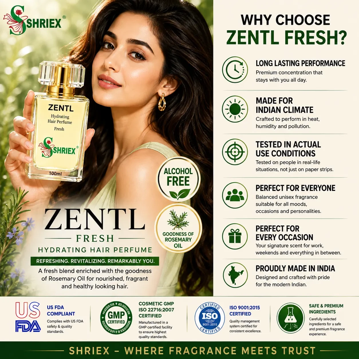 Zentel Fresh by shriex unisex long lasting luxury perfume notes